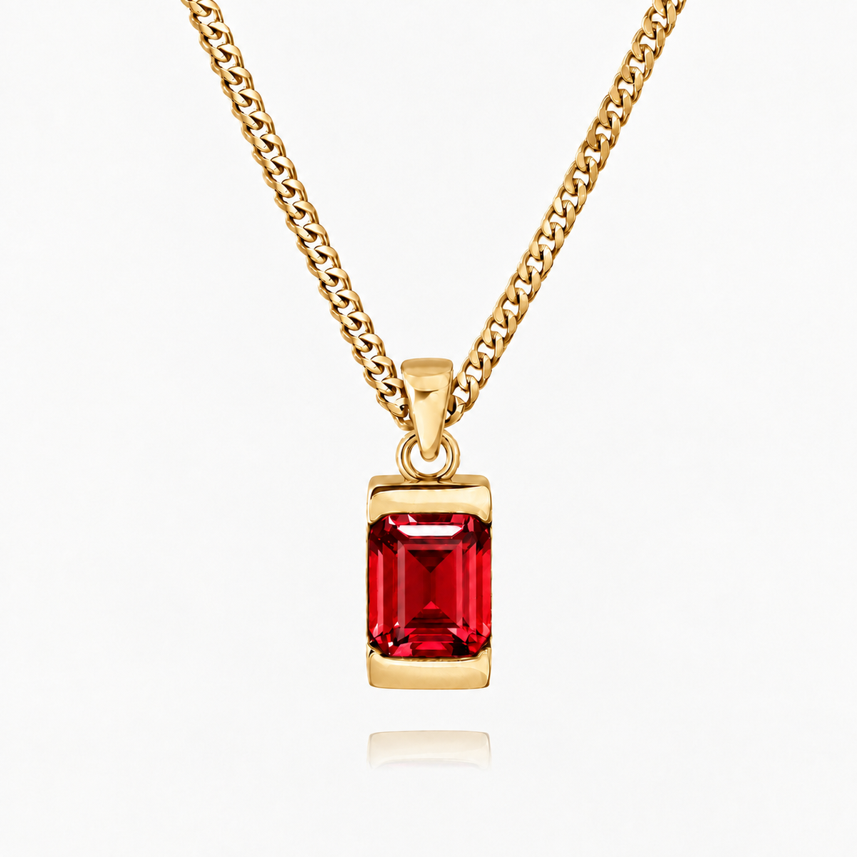 18K Gold Plated Men's Gemstone Pendant Necklace