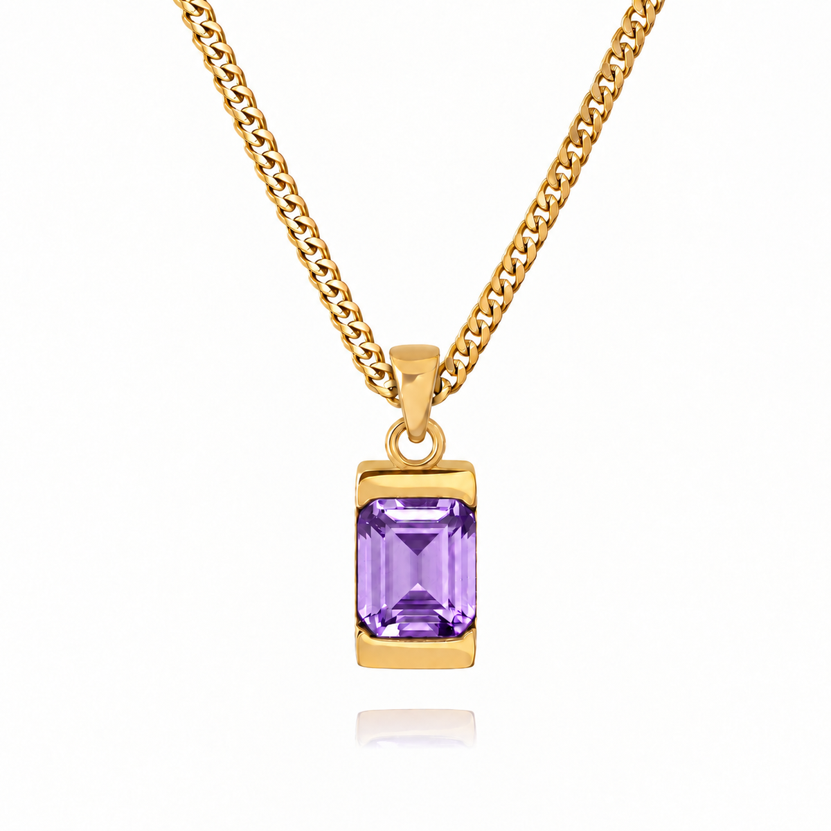 18K Gold Plated Men's Gemstone Pendant Necklace