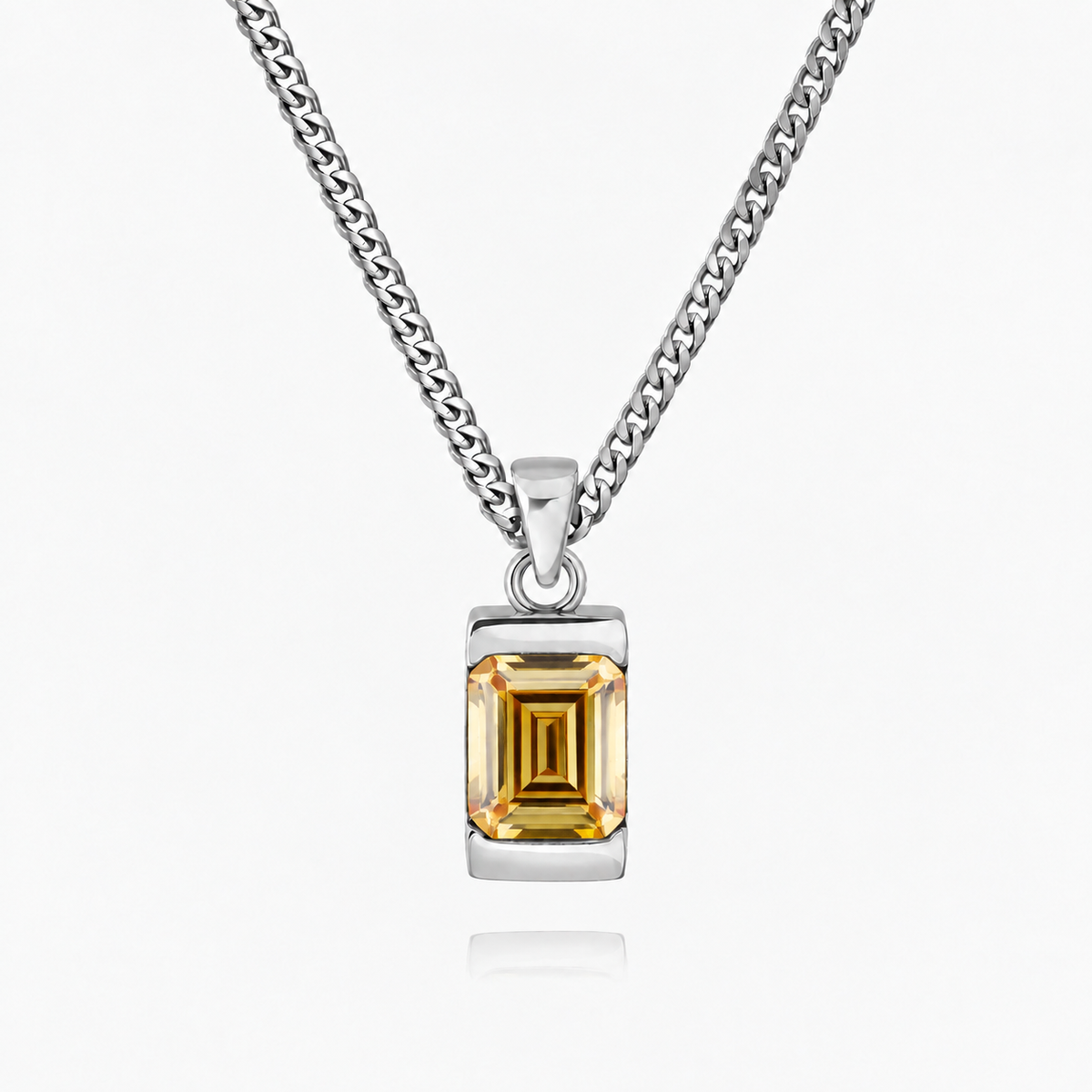 18K Gold Plated Men's Gemstone Pendant Necklace
