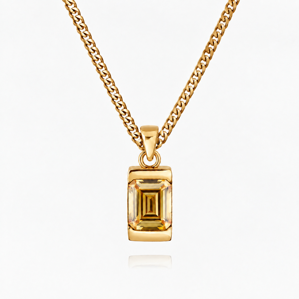 18K Gold Plated Men's Gemstone Pendant Necklace