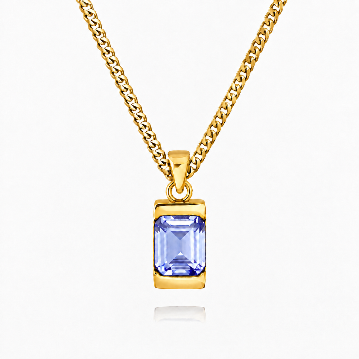 18K Gold Plated Men's Gemstone Pendant Necklace