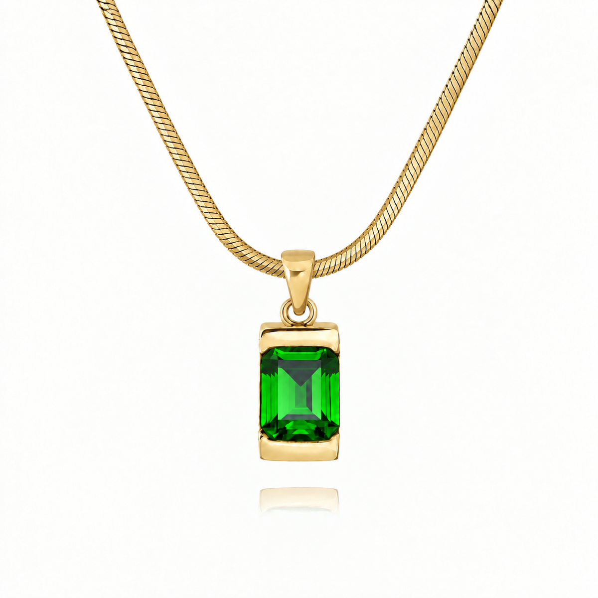 18K Gold Plated Men's Gemstone Pendant Necklace