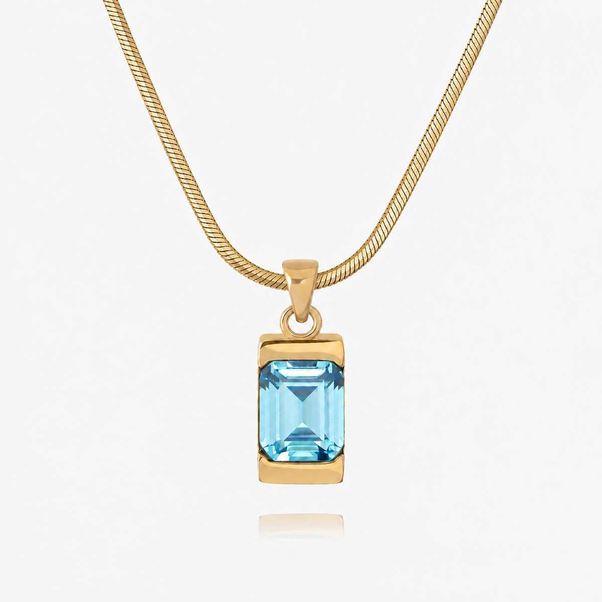 18K Gold Plated Men's Gemstone Pendant Necklace