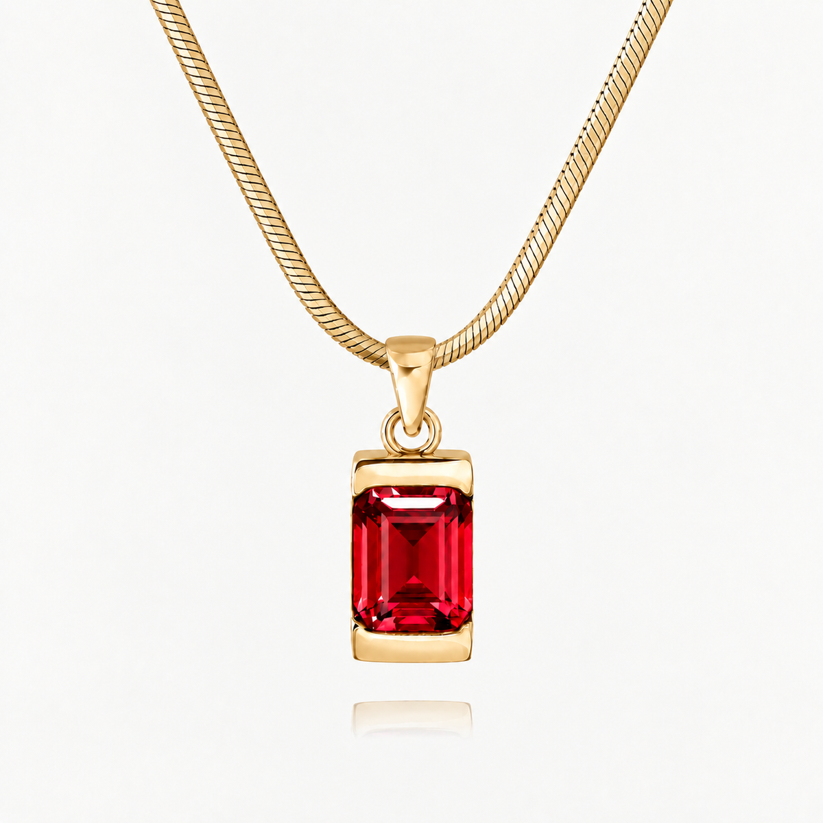 18K Gold Plated Men's Gemstone Pendant Necklace