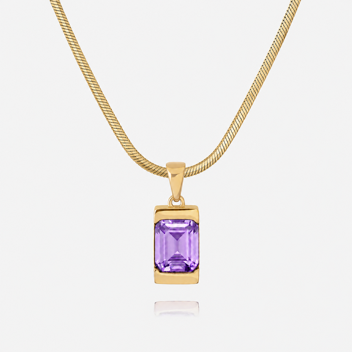 18K Gold Plated Men's Gemstone Pendant Necklace