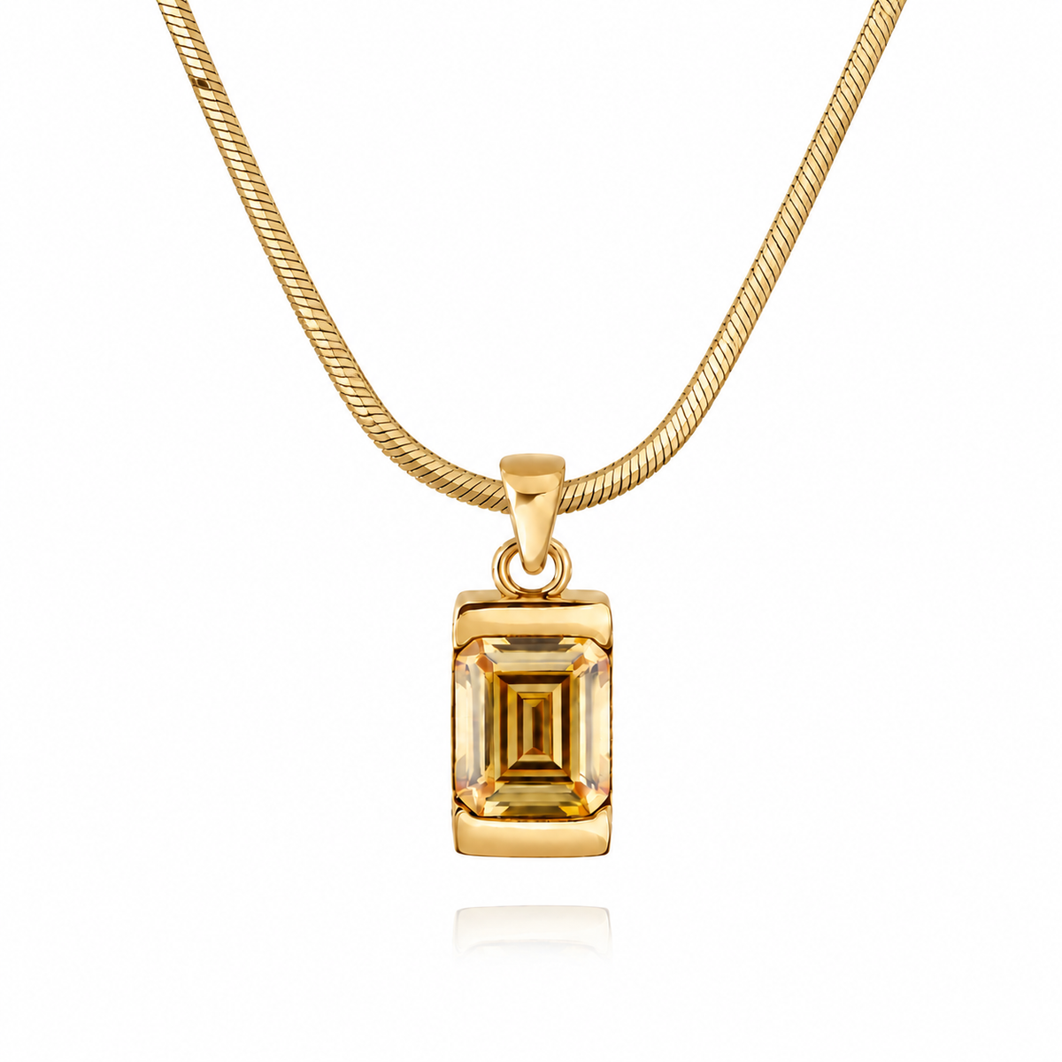 18K Gold Plated Men's Gemstone Pendant Necklace