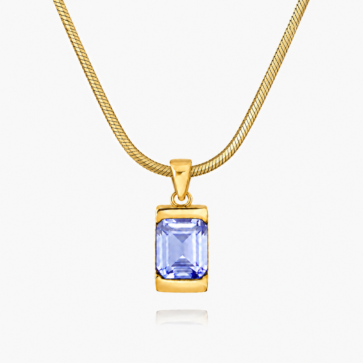 18K Gold Plated Men's Gemstone Pendant Necklace