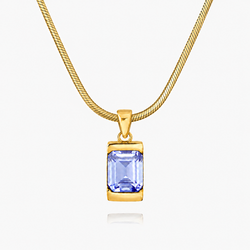 18K Gold Plated Men's Gemstone Pendant Necklace