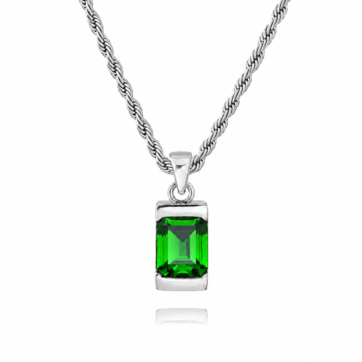 18K Gold Plated Men's Gemstone Pendant Necklace