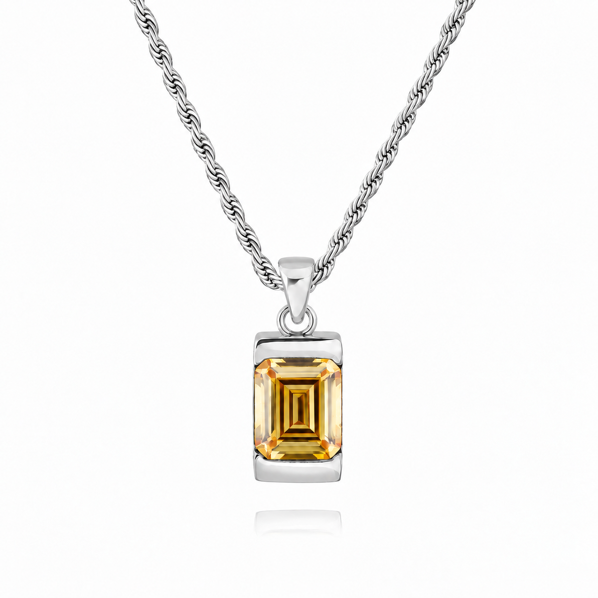 18K Gold Plated Men's Gemstone Pendant Necklace