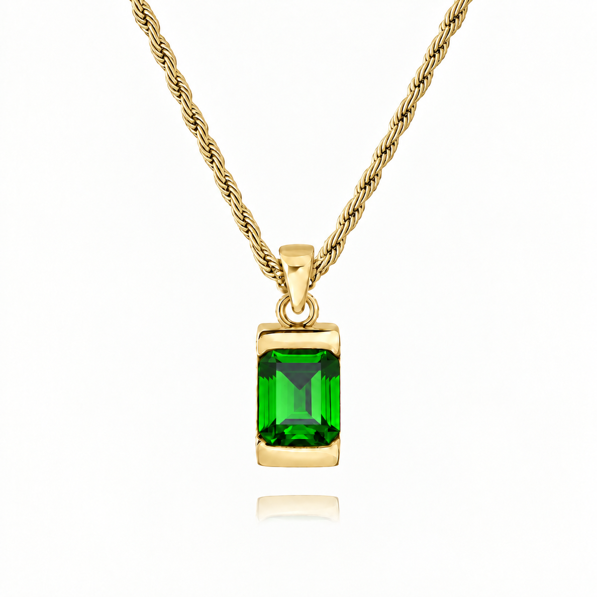 18K Gold Plated Men's Gemstone Pendant Necklace