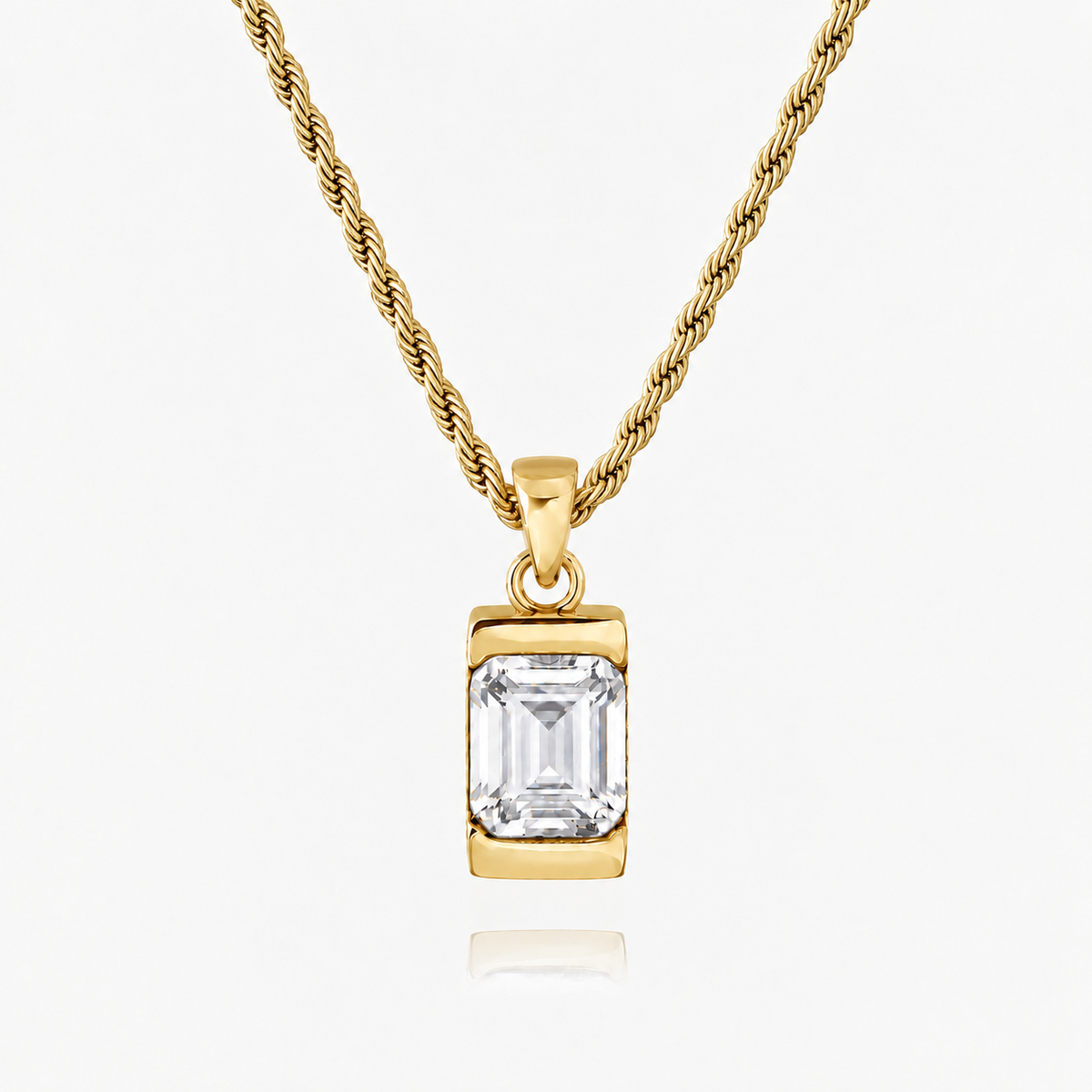 18K Gold Plated Men's Gemstone Pendant Necklace