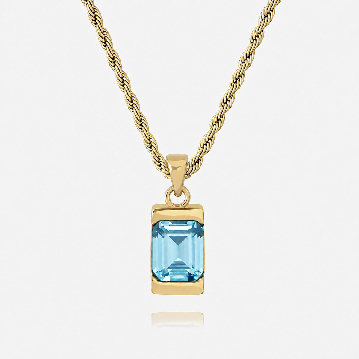 18K Gold Plated Men's Gemstone Pendant Necklace