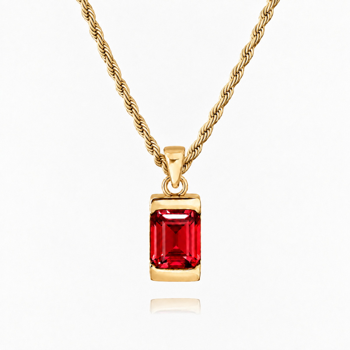 18K Gold Plated Men's Gemstone Pendant Necklace