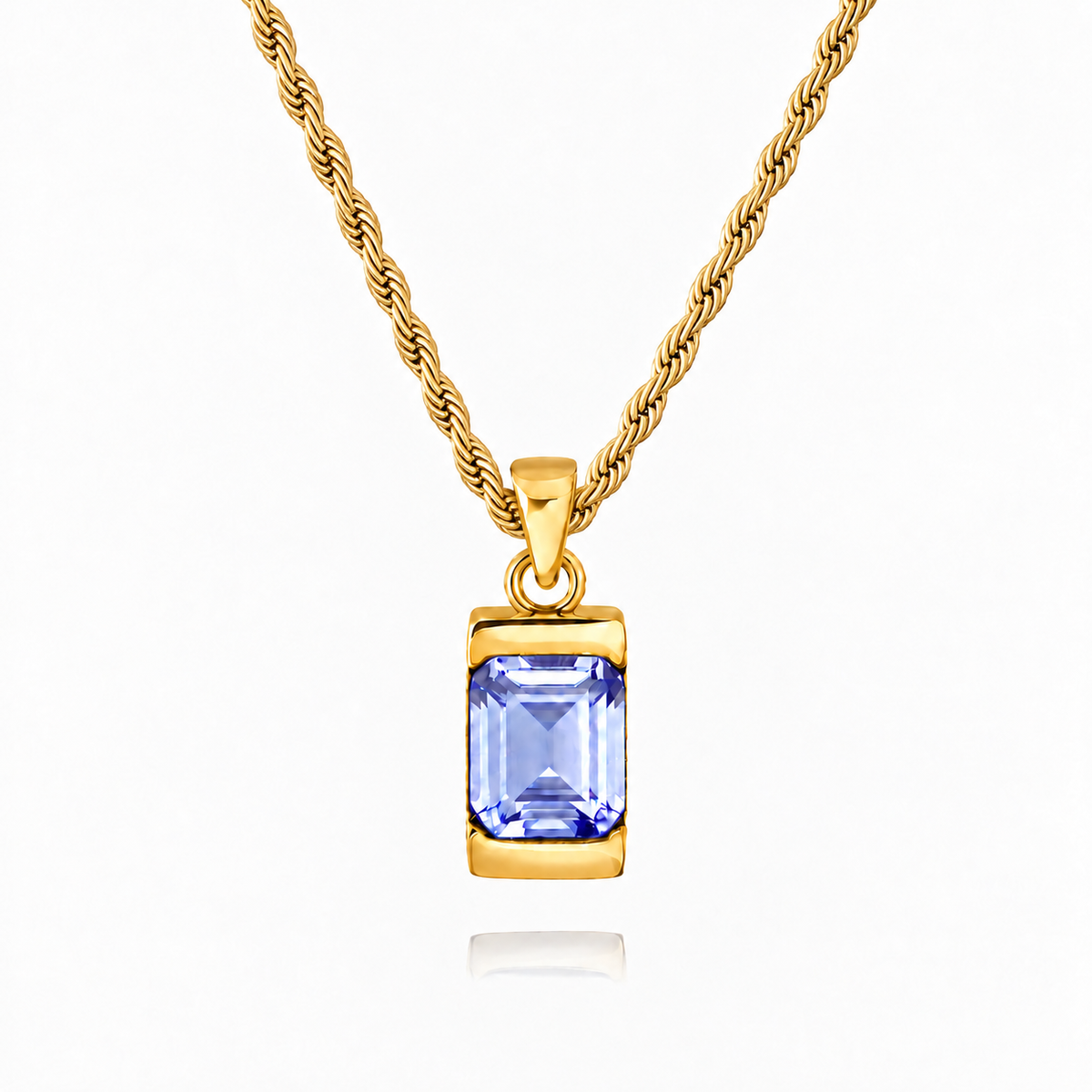 18K Gold Plated Men's Gemstone Pendant Necklace
