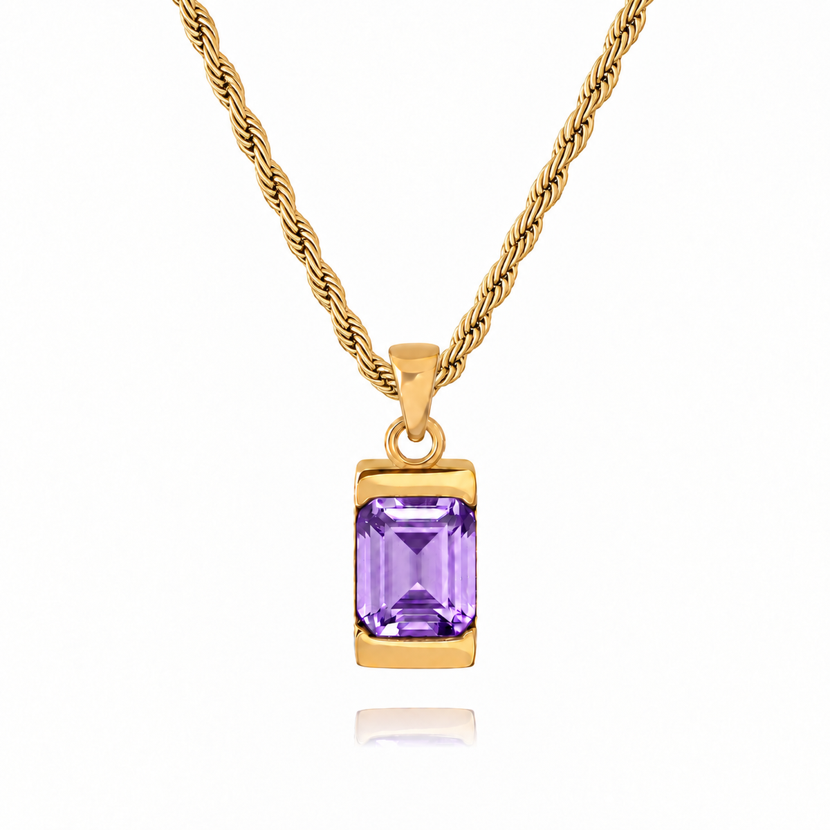 18K Gold Plated Men's Gemstone Pendant Necklace