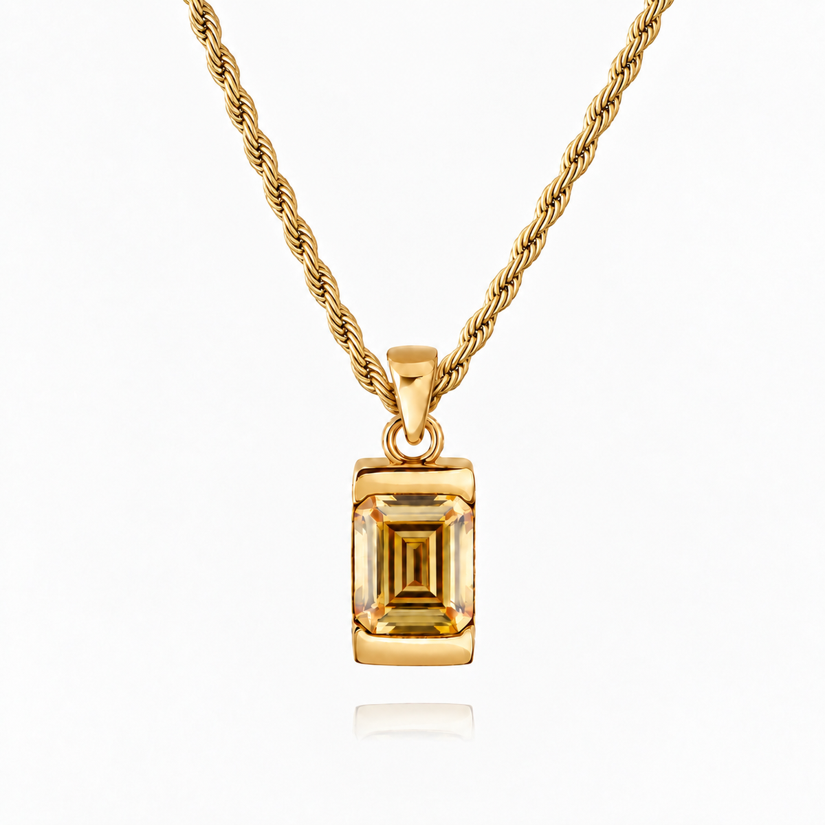 18K Gold Plated Men's Gemstone Pendant Necklace