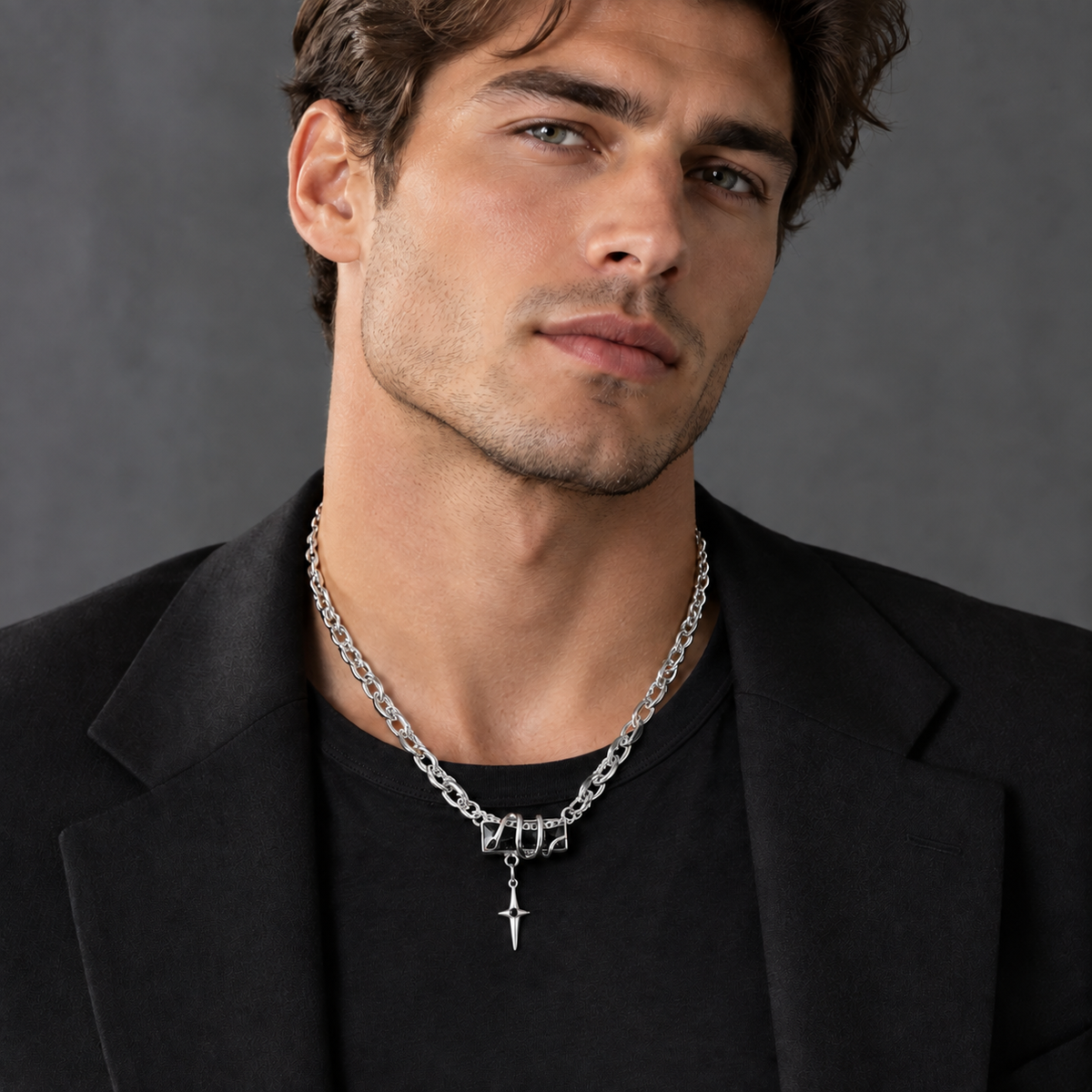 Coiled Snake Gemstone Star Pendant Necklace
