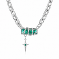 Coiled Snake Gemstone Star Pendant Necklace