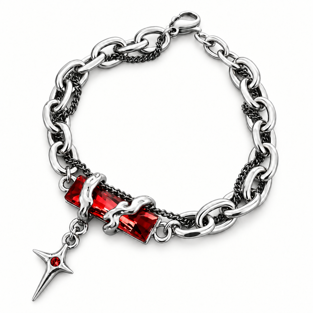 Coiled Snake Gemstone Star Bracelet