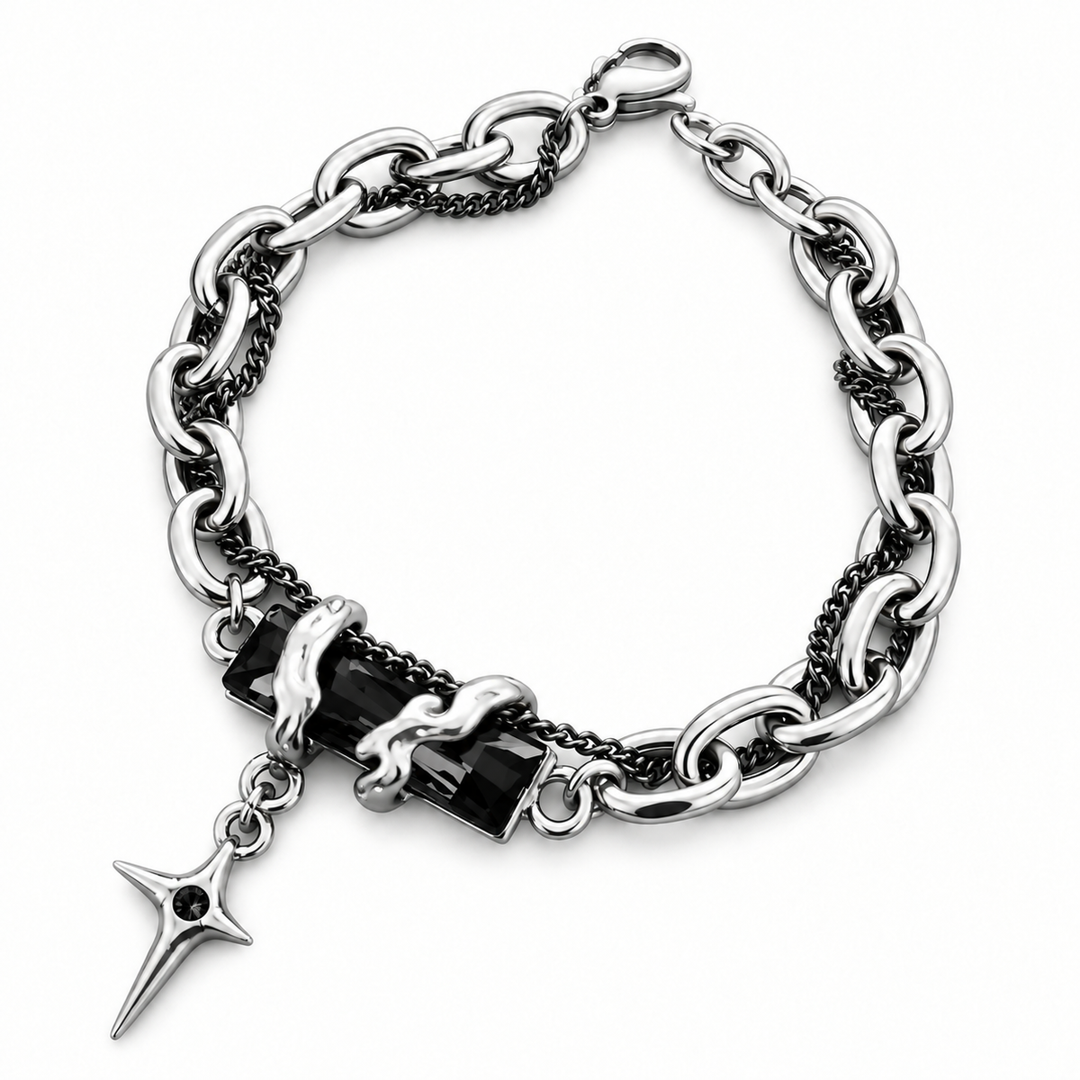 Coiled Snake Gemstone Star Bracelet