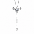 S925 Sterling Silver Angel Wing UV Color-Changing Heart Pendant Necklace - Shifts to Purple