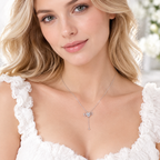 S925 Sterling Silver Angel Wing UV Color-Changing Heart Pendant Necklace - Shifts to Purple