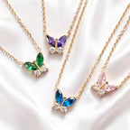 18K Gold Colored Gemstone Necklace