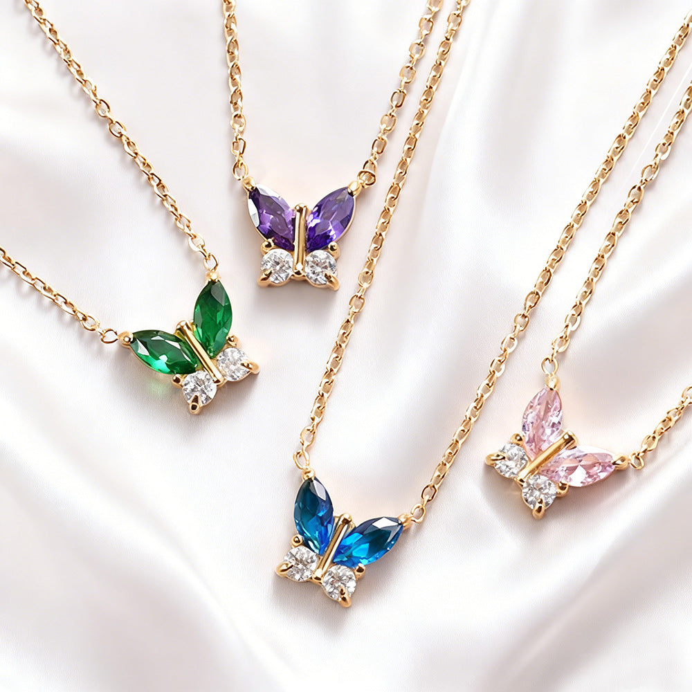 18K Gold Colored Gemstone Necklace