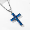 Square Gemstone Cross Necklace