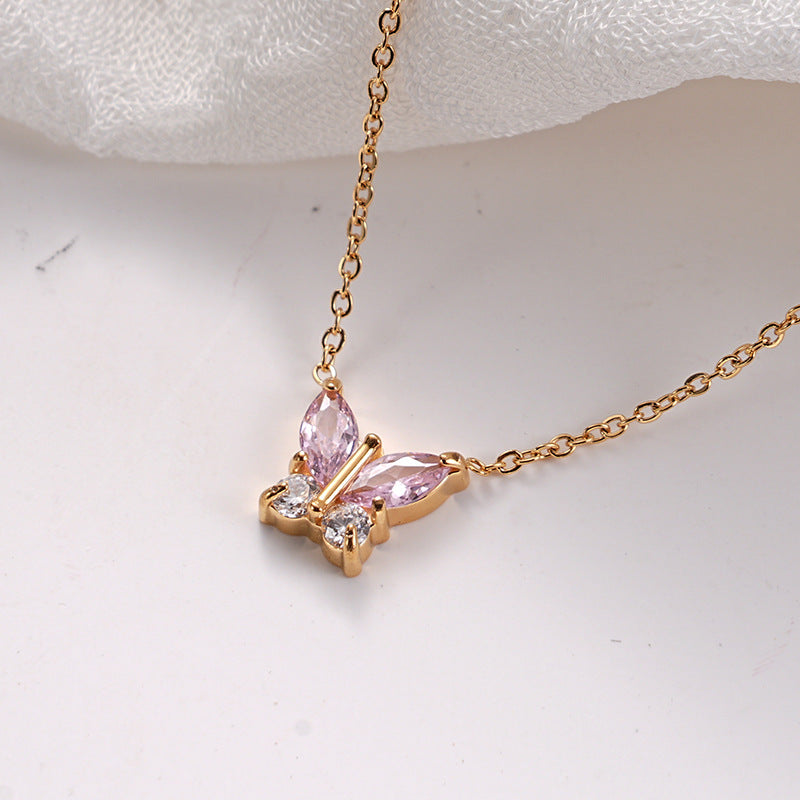 18K Gold Colored Gemstone Necklace
