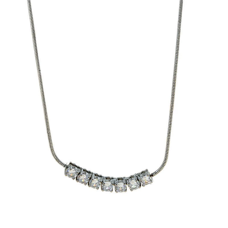 CZ Bar Pendant Necklace – Titanium Steel