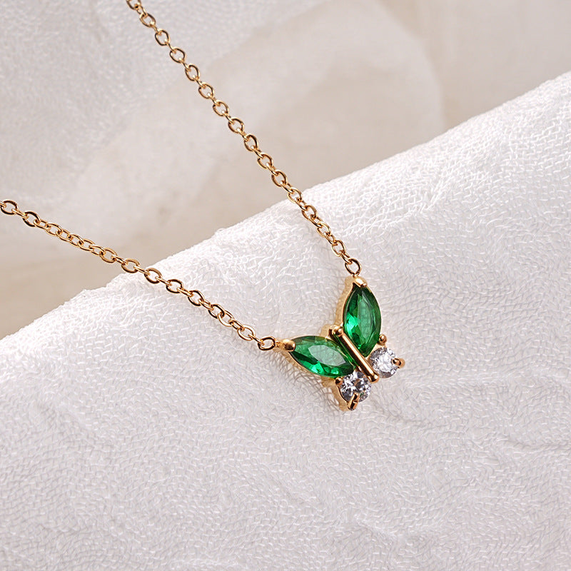18K Gold Colored Gemstone Necklace