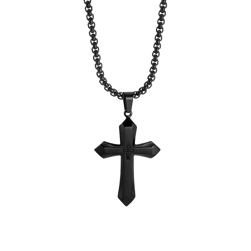 Titanium Steel Cross Pendant Necklace