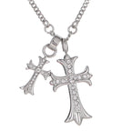 Colored Gemstone Titanium Steel Cross Necklace