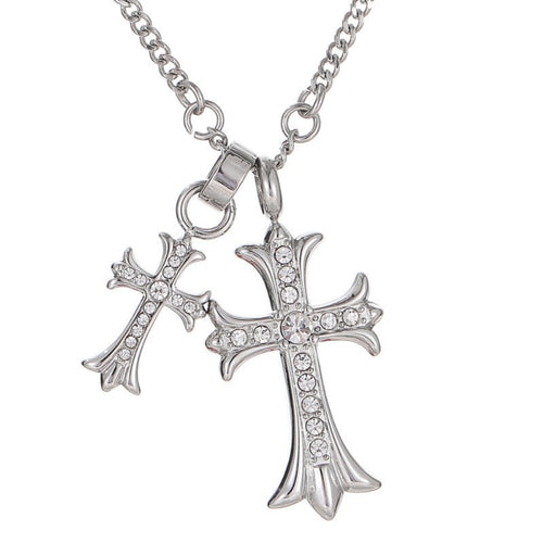 Colored Gemstone Titanium Steel Cross Necklace
