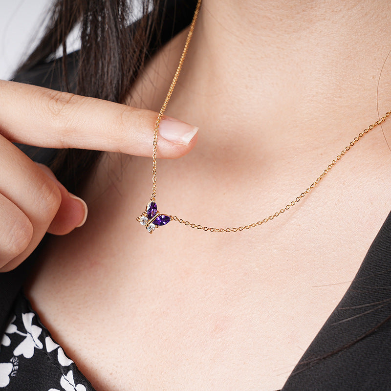 18K Gold Colored Gemstone Necklace