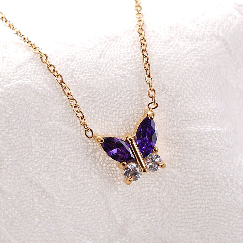 18K Gold Colored Gemstone Necklace