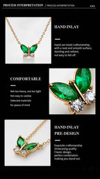 18K Gold Colored Gemstone Necklace - Womens Statement Jewelry