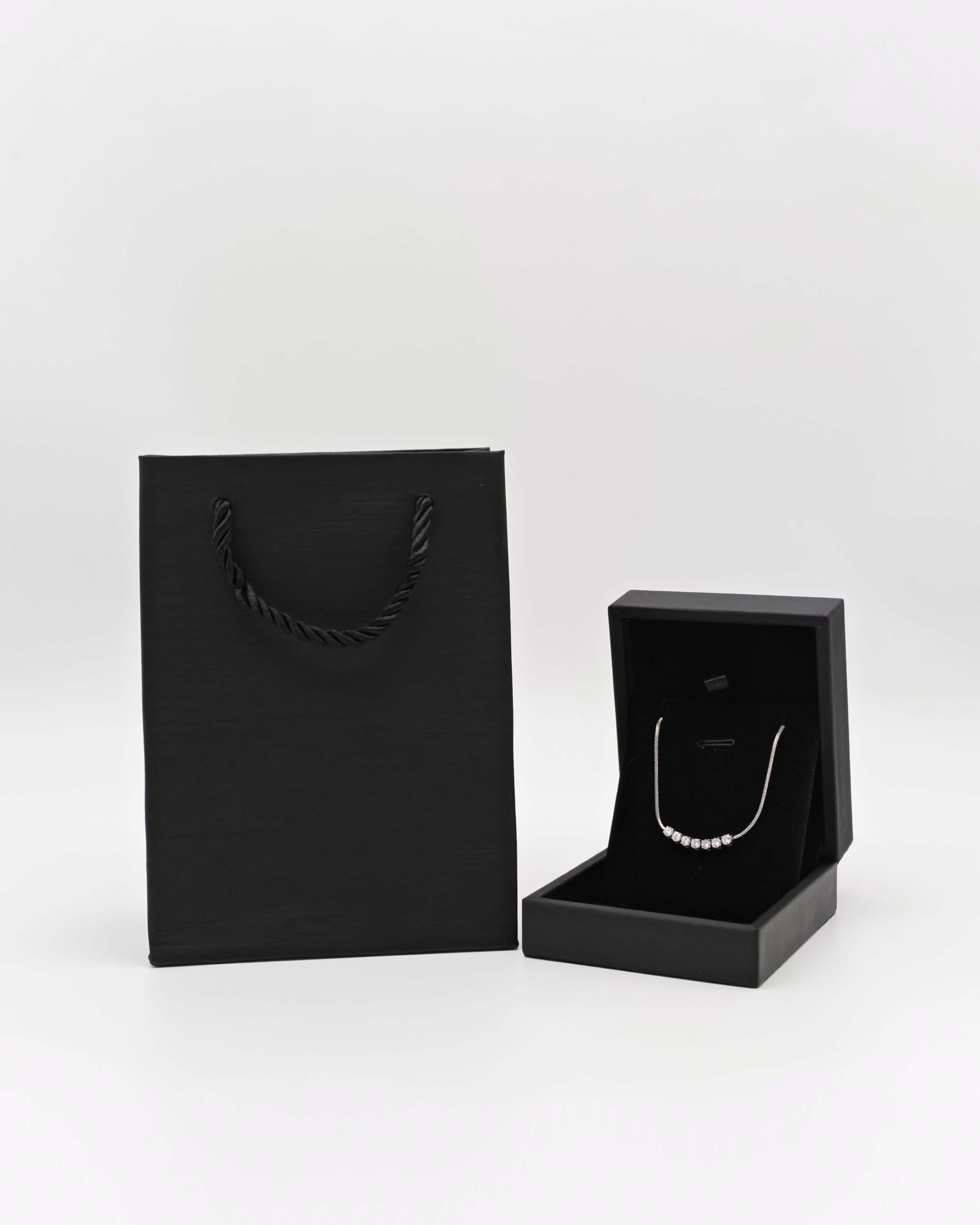 CZ Bar Pendant Necklace – Titanium Steel