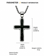 Dark Cross Pendant Necklace | Titanium Steel & Carbon Fiber