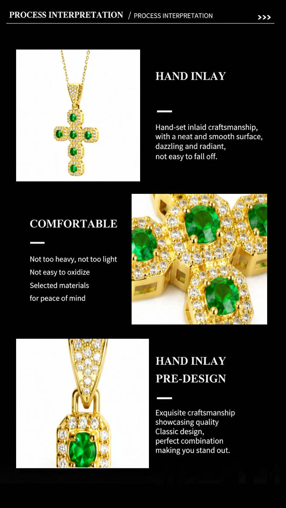 Emerald Green Gemstone Diamond Cross Pendant