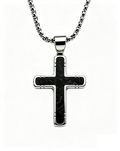 Dark Cross Pendant Necklace | Titanium Steel & Carbon Fiber