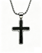 Dark Cross Pendant Necklace | Titanium Steel & Carbon Fiber