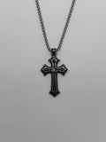 Diamond Center Vintage Cross Pendant Necklace