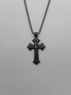 Diamond Center Vintage Cross Pendant Necklace