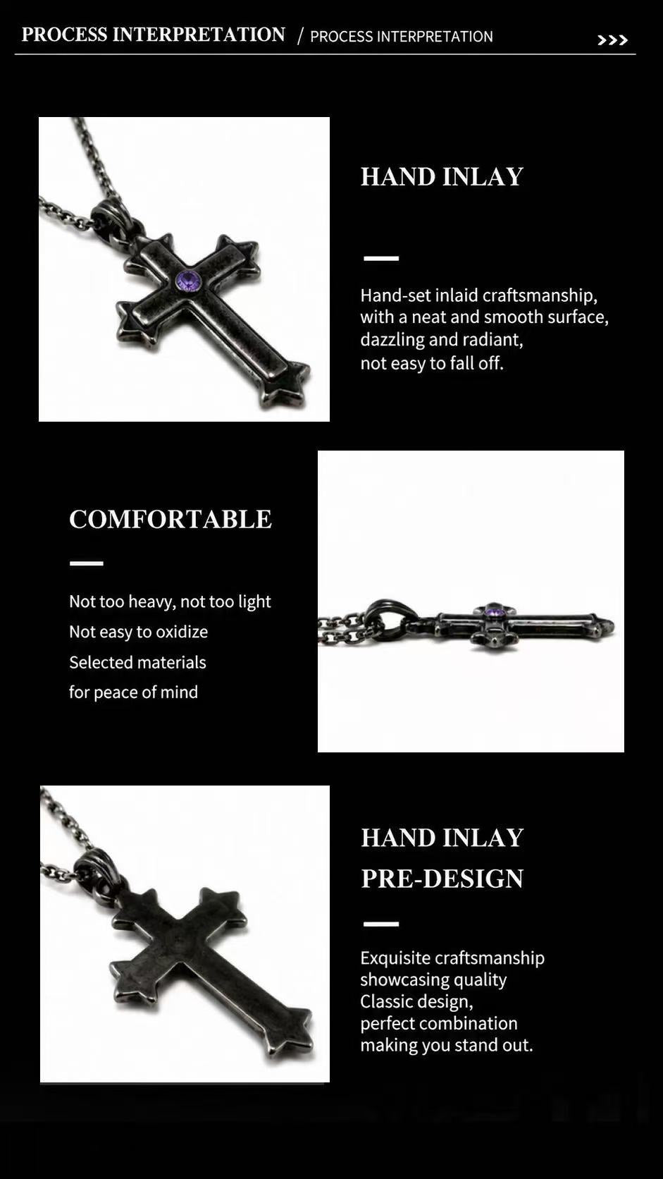 Diamond Thorn Gothic Cross Pendant Necklace - Premium Mens Jewelry