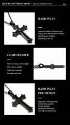 Diamond Thorn Gothic Cross Pendant Necklace - Premium Mens Jewelry